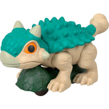 Fisher-Price Imaginext Jurassic World Dinosaur Ankylosaurus Push-Toy with Rolling Wheels & Wiggling Motion 5.5 Inches Tall