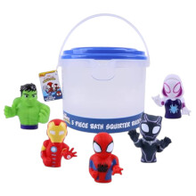 Marvel Spidey & Friends - Plus Avengers - 5-delt Bath Squirter Bucket S?t -Badeleget?j til baby og sm?b?rn - Inkluderer organiseringsspand - Stor