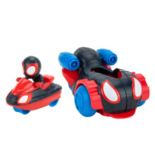 SNF0123 Amazing Friends Quick Shot 2-in-1 Vehicle with Miles Morales: Spider-Man-Toys Featuring Your Friendly Neighbourhood Spideys, Black