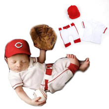 KLEYAO Disfraces para Fotografía de Bebés/Ball cosplay trajes de bebé (0-6 meses) (béisbol-rojo)
