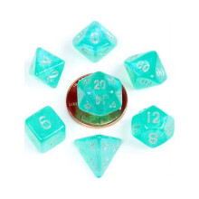 Set di Dadi Metallici LIc4180 Mini Poly Stardust - Turchese e Argento - Set da 7