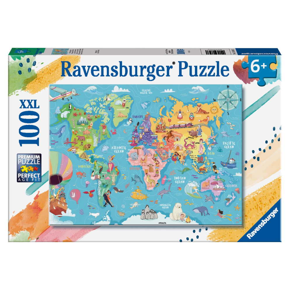 Ravensburger Jigsaw Puzzle - Map Of The World - 100 Xxl Pieces