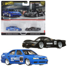 Hot Wheels HRR74 Premium 2-pack Nissan R390 GT1/ '94 Nissan Primera Fordonsleksak Minibil 3 r gammal Bl/svart