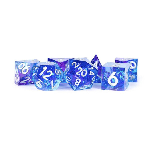 Metallic Dice spellen LIc932 7-Set Sharp Edge Resin - Oceanic Flare Dobbelstenen 2