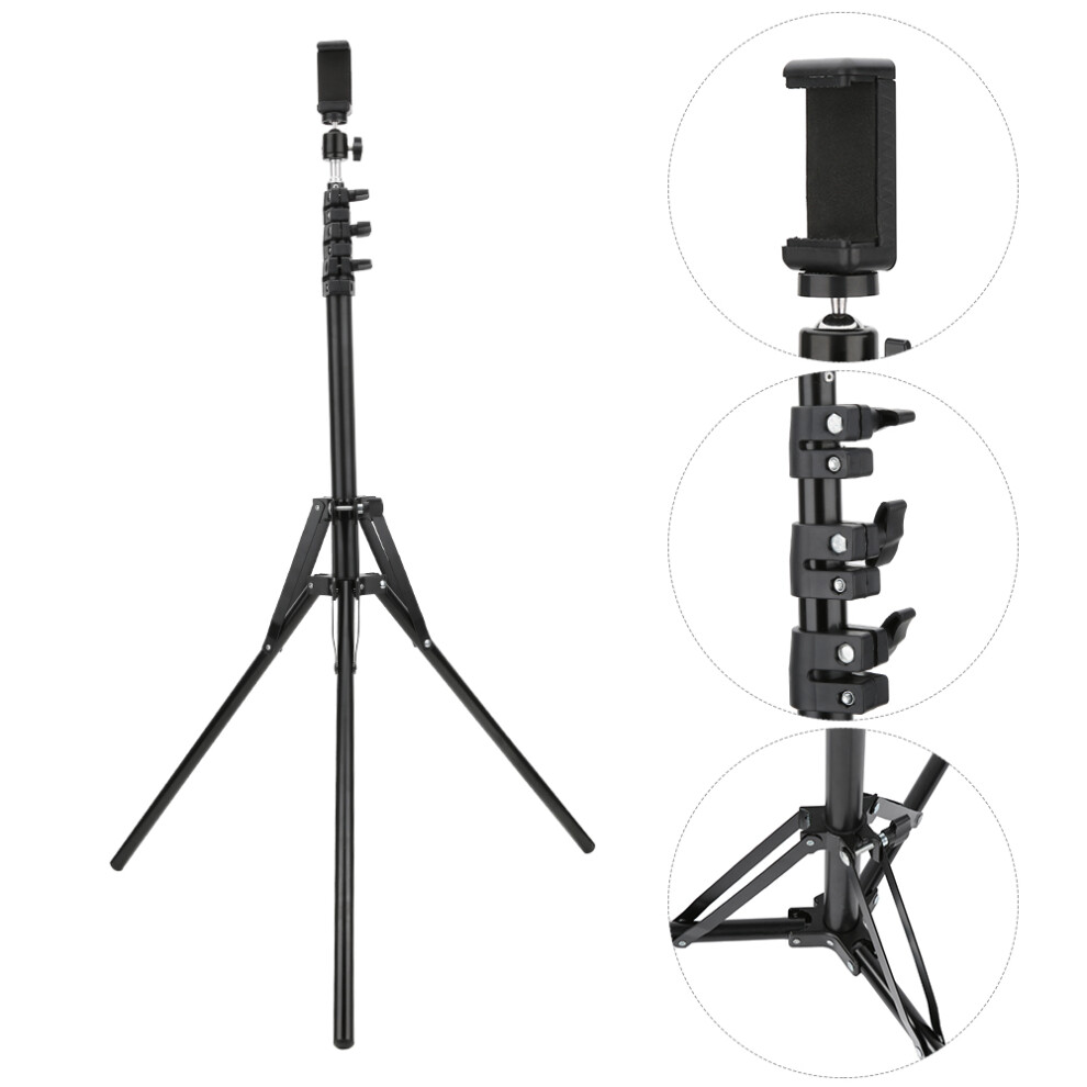 Lightweight Aluminum Tripod Lamp Stand 82.5-180Cm For Smartphone Dslr Black 4611362449978