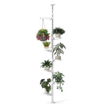 Hershii 7-laags spanpaal plantenstandaard binnen decoratief displayrek standaard voor bloempotten van vloer tot plafond verstelbare hangende hoekplan