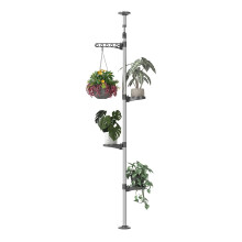 Hershii 5-laags plantenstandaard voor binnen, paal, veerspanstang, hoek, bloemendisplay, rekhouder, verstelbaar, telescopisch, vloer tot plafond, pla