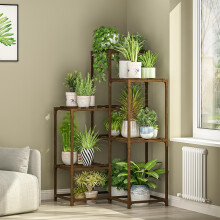 Bamworld support pour plantes d'intrieur et d'extrieur, tagre d'angle, support pour 7 pots, pour salon, plusieurs plantes, Patio, balcon, d