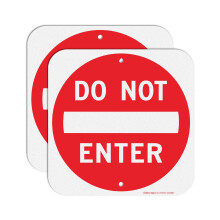Do Not Enter Schild, 12x12 Zoll Quadrat, Aluminium, Reflexionsbeständig, Rostfrei, Wetterfest (Rot - 2er Pack)