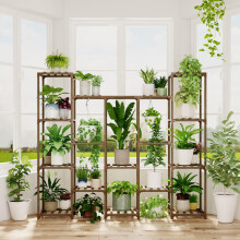 Bamworld Large Hanging Plant Stand Indoor Tall Plant Shelf Outdoor 14 Pots Large Plant Rack for Living Room Patio Balcony and Garden