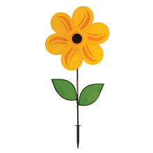 In the Breeze 2777 - Girouette de Vent Tournesol Jaune 19" avec Feuilles - Fleur Colorée pour Jardin