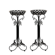 Sungmor Supports pour pots de fleurs en mtal lger  Lot de 2 supports pour plantes noirs de 75 cm de haut  Support pour plantes en pot antirou