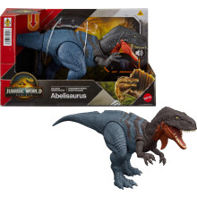 Mattel Jurassic World Rebirth Wild Roar Dinosaur Toy Abelisaurus Posable Figure Tail-Controlled Chomp Multi-Direction Attack & Sound Digital Play
