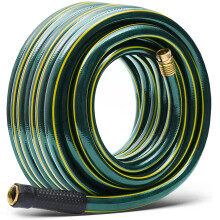 Solution4Patio Manguera de jardνn larga lνder verde de 5/8 pulg. x 50 pies - Sin torceduras, sin fugas, accesorios macho/hembra - Tuberνa de agua