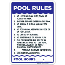 Pool Rules Sign 10x14 Inch Roestvrij .040 Aluminium Vervagingsbestendig Gemaakt in de VS door Sigo Signs