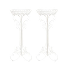 Sungmor lichtgewicht metalen bloempotstandaards - 2 stuks 29,7 inch hoge witte plantenstandaard - roestvrije potplantenhouder containersteun - binnen