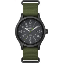 Reloj Timex Expedition Scout de 40 mm para hombre - Caja negra, esfera negra y correa de tela verde