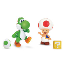 Super Mario Nintendo 4 Inch Actiefiguur 2-Pack: Yoshi & Toad met Accessoires