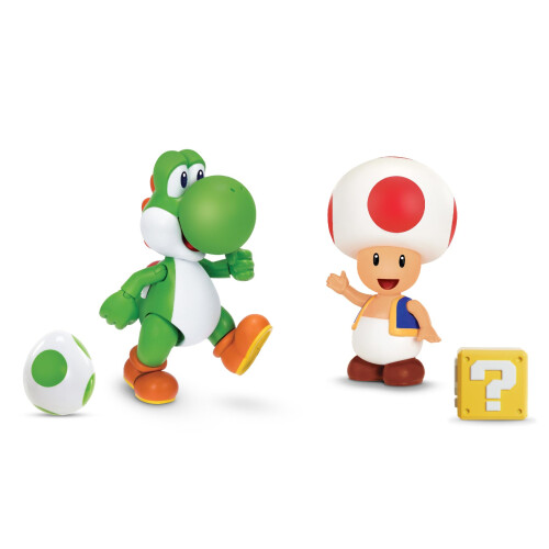 Super Mario Super Mario Nintendo 4 Inch Actiefiguur 2-Pack: Yoshi & Toad met Accessoires