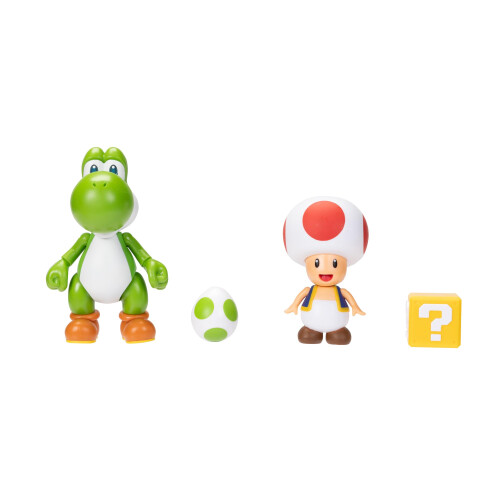 Super Mario Super Mario Nintendo 4 Inch Actiefiguur 2-Pack: Yoshi & Toad met Accessoires 1