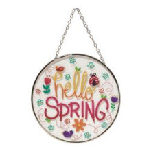 Dicksons SUNCG-6 6 Zoll Suncatcher Hello Spring Glas mit Saugnapf