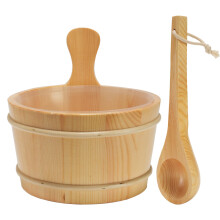 Sauna-emmer en pollepelset Houten sauna-emmer Sauna-accessoires LuxurySauna Houten emmerset 1 gallon (4 liter) voor saunastoomkamer Binnen Buiten