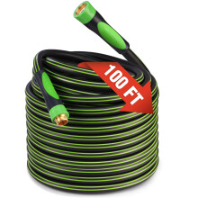 WORKPRO Hybride tuinslang 5/8 inch x 100ft waterslang Heavy Duty flexibele lichtgewicht hybride rubberen slang met draaihandgreep 3/4"" massief messin