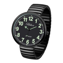 Blekon Collections New Super Large Face Stretch Band Japanese Movement PC21J Fashion Watch (Svart/Lysande)