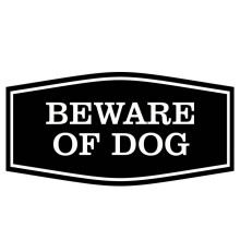 All Quality Fancy Vorsicht Hund Wand- oder Türschild | Langlebig | Sicherheitszeichen | Einfach zu installieren (Schwarz) - Mittel 2er Pack