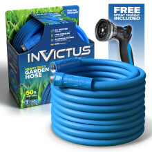 INVICTUS Tuinslang 50Ft x 5/8 in. Sproeikop inbegrepen 2-laags zware drinkwaterslang voor campers 50 Ft Flexibel Lichtgewicht NIET uitbreidbaar Knikb