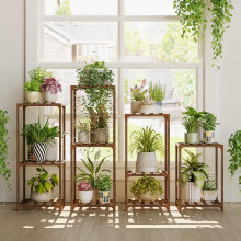 Bamworld supports plantes d'intrieur, 4 ensembles d'tagres plantes, support de plantes en bois d'extrieur pour plusieurs plantes, suppo