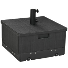 Outsunny 3-i-1 udend?rs paraplybase Sofaendebord Blomsterkasse plantekasse 175lbs Kapacitet Patio Paraplystativbord med hjul og h?ndtag Sort