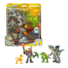 Fisher-Price Imaginext Jursk svet Dinosaur hracky Track & Trail Hrac sada Dino Pack s Owenem Gradym a Blue The Raptor pro veky 3+ let