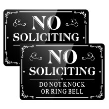No Soliciting-Schild fr die Haustr (2er-Pack), selbstklebendes No Soliciting-Schild fr das Haus, 22,9 x 15,2 cm, Aluminium-Metallschilder