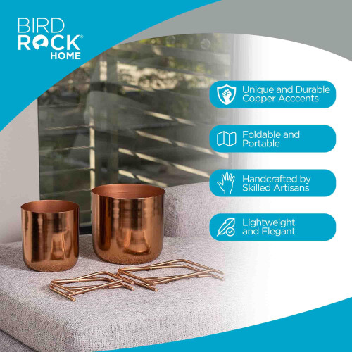 BIRDROCK HOME Lot de 2 pots de fleurs modernes avec support  Support de plante surlev pour une utilisation intrieure/extrieure  Support de 2