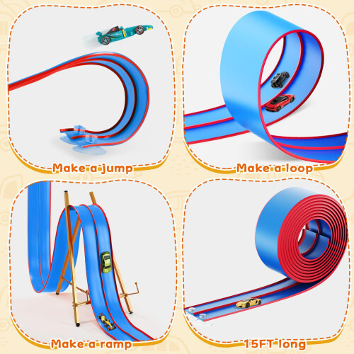 15 Ft Flexibele Racebaan voor Kinderen - Draagbare Auto Racebaan Starterset 2