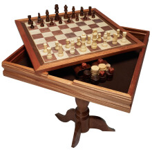 VEVOR 3 en 1 Juego de Ajedrez Damas Backgammon, Mesa de Ajedrez de Madera de 18 Pulgadas