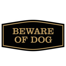 Cartel de Advertencia de Perro: Señal de Seguridad para el Hogar | Material Duradero | Fácil de Instalar (Negro/Dorado) - Paquete de 2