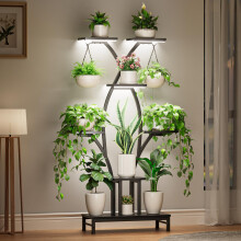 VOZZYOTO Support pour plantes d'intrieur avec lampes de culture  tagre d'angle en mtal  7 niveaux pour plusieurs plantes, 160 cm, support p