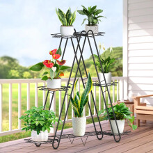 DiiKoo Robuuste metalen plantenstandaard voor binnen en buiten, plantenplank en rek - 6 lagen, 7 potten, plantenhouder voor planten/bloemen/plantenba