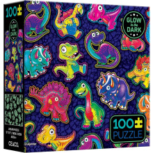 Ceaco - Glow in The Dark - Collage di adesivi con dinosauri - Puzzle da 100 pezzi