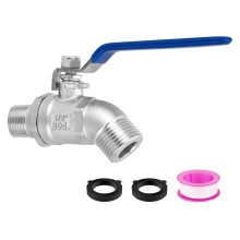 Bavoir de tuyau d'arrosage en acier inoxydable 304 1/2"" avec longue poigne robuste 1/2"" mle NPT * 3/4 ??GHT mle filet extrieur robinet sans