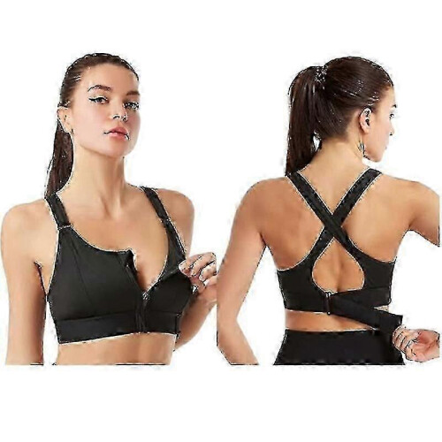 (XL,WHITE)Women Sports Bra High Zip Adjustable Bra 2