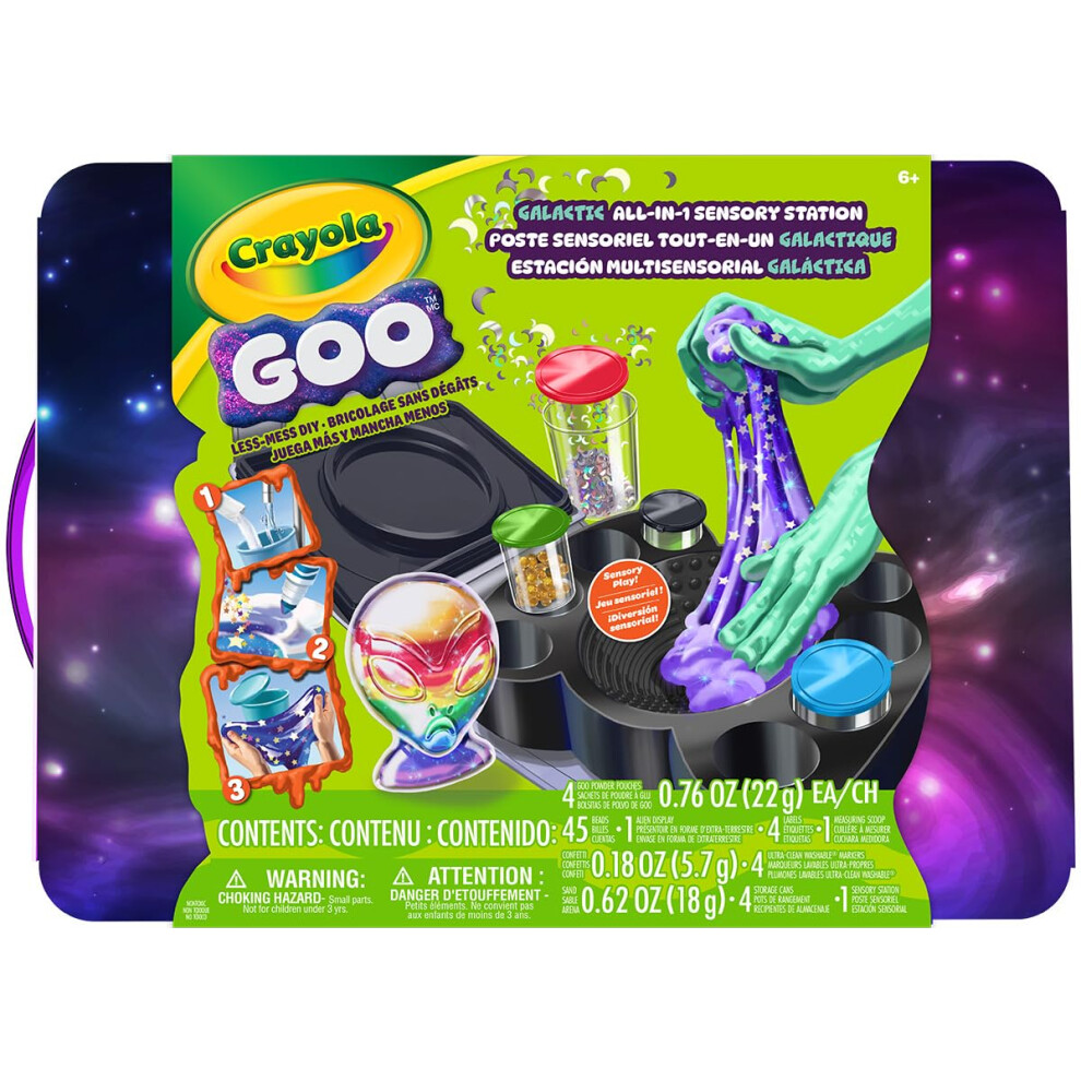 Crayola Goo All-In-1 Sensory Station, Galactic Slime Making Kit For Kids, Less Mess, Diy Arts & Crafts Set, Gifts For Kids, Ages 6+