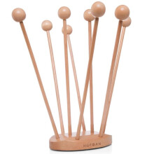 Reusable Beech Wood Plastic Bag Drying Rack for Kitchen Storage
