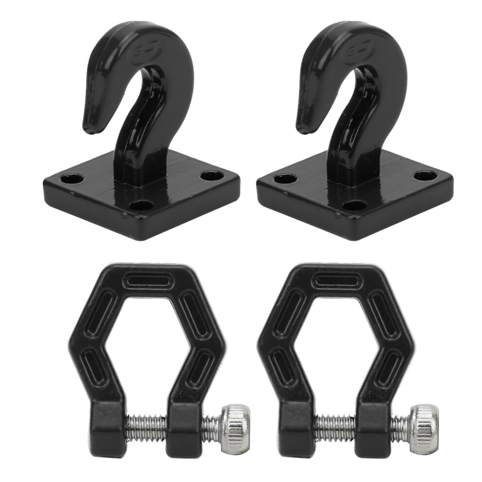 2Pcs Metal Rc Trailer Hook Fit For 1/10 Scx10 90046 Trx4 D90 Rc Car Black 9351362452015