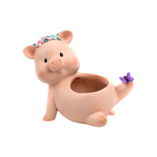 Myntbössa i form av en gris i harts, unik design, mini-spargris i keramik med dräneringshål, dekorativa grisfigurer för flera ändamål, perfekt