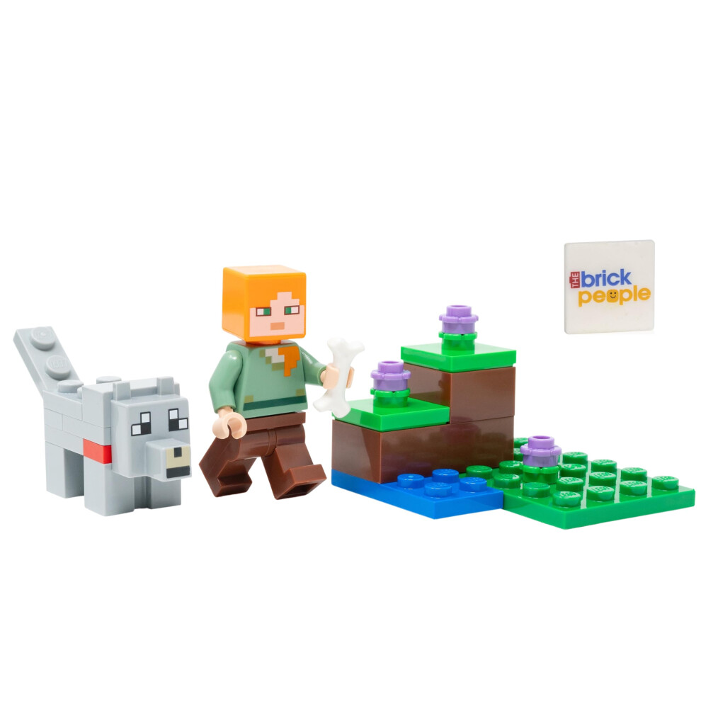 Lego Minecraft Mini Set: Alex Minifigure With Wolf And Bone