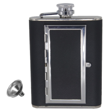 Discrete heupfles met sigarenhouder, gepersonaliseerde fles als cadeau voor de bruidegom, hoogwaardige roestvrijstalen fles met PU-leren bekleding,