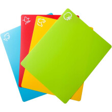 Set di 4 taglieri flessibili con codice colore, tappetini antiscivolo non porosi lavabili in lavastoviglie con icone alimentari, in plastica di